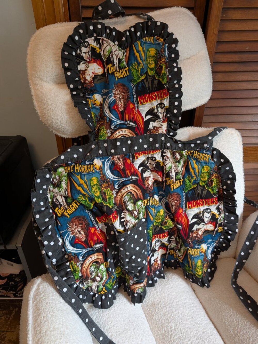 Etsy Hand Sewn Kitchen Apron Retro Horror Film Monsters